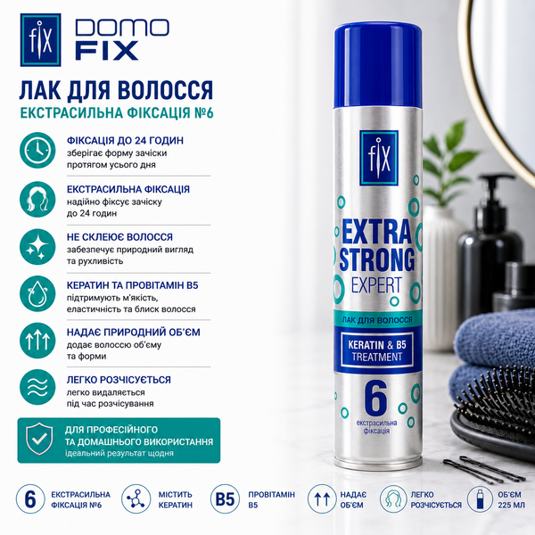 Лак для волос DOMO&nbsp;FIX Экстрасильная фиксация №6 XF 22024 фото, купить
